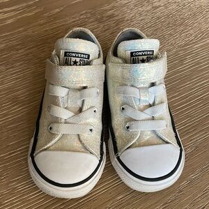 Toddler Converse White Glitter Velcro Shoes